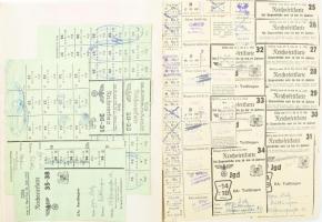 cca 1940 Német birodalmi élelmiszerjegyek egy füzetbe összegyűjtve, beragasztva, több mint 100 db Deutsches Reich