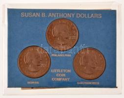 Amerikai Egyesült Államok 1979D,P,S 1$ Cu-Ni "Susan B. Anthony" (3xklf) szettben T:UNC USA 1979D,P,S 1 Dollar Cu-Ni "Susan B. Anthony" (3xdiff) C:UNC Krause KM#207