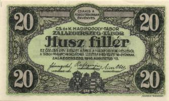 Zalaegerszeg/hadifogolytábor 1916. 10f, 20f, 50f, 1K, 2K, 5K, 10K, 20K T:I