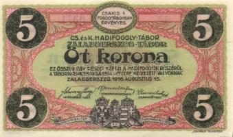 Zalaegerszeg/hadifogolytábor 1916. 10f, 20f, 50f, 1K, 2K, 5K, 10K, 20K T:I