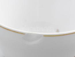 Hollóházi hortenziavirágos teás készlet. Teljes, jelzett, egy csészén pattanással