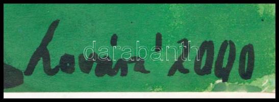 Lovász Erzsébet (1954-): Szürrealista alakok, 2000. Akvarell, papír, jelzett, 21x29,5 cm