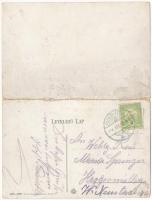 1914 Tátra, Magas-Tátra, Vysoké Tatry; Poprádi-tó. 2-részes kihajtható panorámalap. Divald Károly mű...