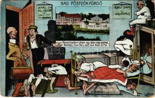 1918 Pöstyénfürdő, Kúpele Piestany; Parancsoljon Uram, egy láda még szabad. Humoros montázs éjjeli szállással / Humorous montage with spa guests s: Lurja (Rb)