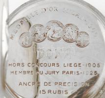 Doxa fém tokos zsebóra. Jelzett tok, jelzett szerkezet, nem működik, fém lánccal d: 50 mm