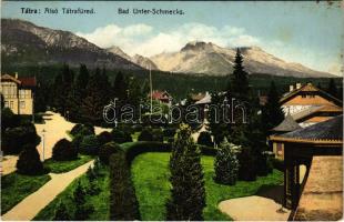 Alsótátrafüred, Unter-Schmecks, Dolny Smokovec (Magas-Tátra, Vysoké Tatry); látkép. Cattarino S. utóda Földes Samu kiadása 190. sz. / general view (fl)