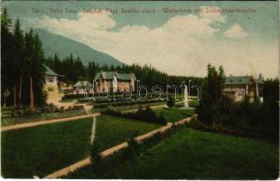 1912 Tátraszéplak, Tatranska Polianka, Westerheim (Tátra, Magas-Tátra, Vysoké Tatry); látkép, Nagyszalóki-csúcs. Quirsfeld János kiadása / Schlagendorferspitze / general view, mountain peak (fa)