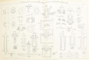 cca 1880-1890 Asboth Emil (1854-1935): Gépszerkezettan. Műszaki ábragyűjtemény, 112 számozott, dupla...