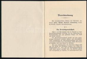 cca 1940 Heinrich Wenter Braurei Kronenburg Dortmund sörfőzde működési szabályzata 23p. / Brewery op...