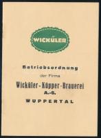 1938 Wicküler Küpper Braurei Ag Wuppertal. sörfőzde működési szabályzata 16p. / Brewery operating regulations