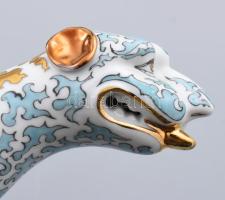 Herendi Porcelángyár, Bakos Éva: Gepárd alakos bonbon kínáló. Jelzett: masszába nyomott Herend felir...