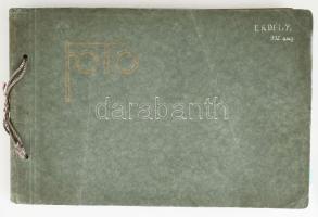 1932 Magán készítésű erdélyi fotóalbum 57 feliratozott, kivehető fotóval, a körutazás kézzel rajzolt...