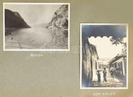 1932 Magán készítésű erdélyi fotóalbum 57 feliratozott, kivehető fotóval, a körutazás kézzel rajzolt...