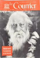 1961 Le Courier c. francia nyelvű folyóirat decemberi száma, benne Rabindranath Tagore indiai költő-íróról szóló írásokkal + vele kapcsolatos fotók, össz. 10 db