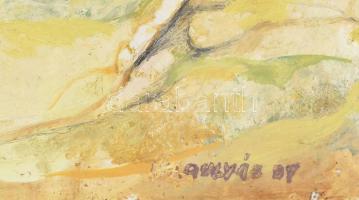 Gulyás Dénes (1927-2003): Part, 1987. Olaj, farost, jelezve jobbra lent. Hátoldalán Vizualart címkéj...