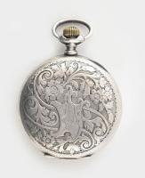 Perfecta zsebóra, ezüst (Ag) tokkal, sérült számlappal, jelzett, működik, másodperc segédkörrel, szá...