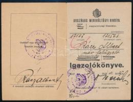 1921 Az Országos Menekültügyi Hivatal igazolókönyve Rácz Róbert (erdélyi) menekültnek kiállítva, men...