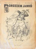 1875 Borsszem Jankó c. élclap két számának töredékéből összeállított újság: 1875. április 4-i szám első, és utolsó két lapja + 1875. március 28-i szám 3-10. oldalai (oldalszámozást tekintve kiegészítik egymást). Sérült állapotban.