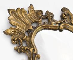 Antik bronz falitükör, kétágú gyertyatartóval, 32x20 cm