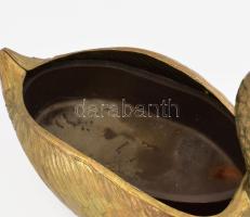 Kacsa alakú bronz kaspó, műanyag betéttel, 29x16x21 cm