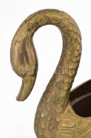 Kacsa alakú bronz kaspó, műanyag betéttel, 29x16x21 cm