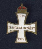 1915. Ifjúság a hazáért zománcozott kereszt T:2 kis zománchiba