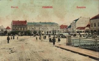 Fogaras main square with Hotel Merkúr and the shop of Heinrich Enkelhardt (fl)