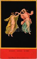 Bacchantes. Danseuses de Pompeii / Erotic lady art postcard. litho (EK)