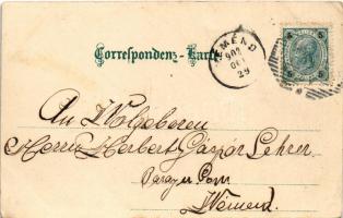 1902 Wien, Vienna, Bécs; Maximilianplatz / square, church, coat of arms. litho (EK)