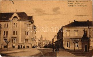 1927 Kassa, Kosice; Srobárová ulica / Srobár utca, gyógyszertár / street view, pharmacy (r)