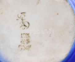 Zsolnay porcelán mini fazék. Kézzel festett, jelzett, hibátlan d: 6,5 cm