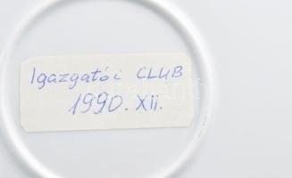1990 Kalocsai mintás tányér, az Igazgatói Club tagjainak aláírásával, d: 24 cm