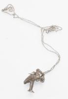 Ezüst(Ag) nyaklánc gólyás medállal, jelzett, gubancos, nettó: 6,6 g