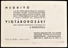 1944 Meghívó a M. kir. József nádor Műszaki és Gazdaságtudományi Egyetem közgazdaságtudományi kar Széchenyi István Bajtársi Egyesület ,,Deák László" törzse által tartott vígtáborozásra