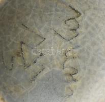 Gorka Géza (1894-1971): Szarvasos váza. Kézzel festett repesztett mázas kerámia, fülénél repedéssel,...