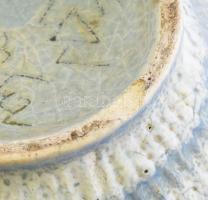 Gorka Géza (1894-1971): Szarvasos váza. Kézzel festett repesztett mázas kerámia, fülénél repedéssel,...