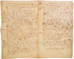 1754 Kabai Szabó János leszármazottjai által kiállíttatott családtörténeti irat. Magyar és latin nye...