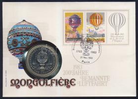 Man-sziget 1983. 1C "Repülés 200. évfordulója" érmés, bélyeges borítékon, német bélyegekke...