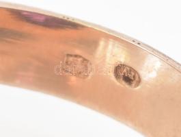 Arany (Au) 14K gyűrű ametiszttel, jelzett, méret: 61, bruttó: 6 g