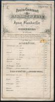 1855 Preis-Courant ächter Ungar-Weine von Ignaz Flandorffer in Oedenburg in Ungarn. Német nyelvű soproni bor árjegyzék, díszes, fametszetű fejléces címlappal, rajta fametszetű nemzeti kiscímerrel, hajtásnyomokkal, gyűrődésnyomokkal, kis foltokkal, 2 sztl. lev.