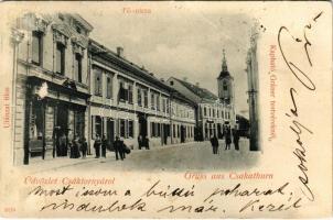 1899 (Vorläufer) Csáktornya, Cakovec; Fő utca, Gráner Testvérek üzlete és saját kiadása / main street, publisher's shop (EB)