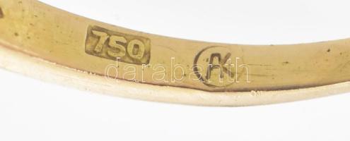 Arany (Au) 18K gyűrű brillekkel, 2×0,02 és 3×0,05 ct brillekkel, jelzett, méret: 55, bruttó: 2 g