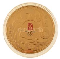 Kína 2008. "XXIX. Olimpia - Peking 2008" aranyozott, multicolor bronz emlékérem, eredeti, ...