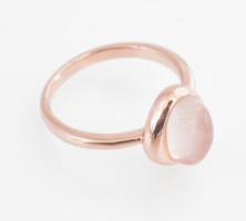 Ezüst(Ag) ékszerszett rózsakvarccal, gyűrű, fülbevalópár, nyaklánc, jelzett, méret: 54, bruttó: 12,3...