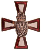 Osztrák-Magyar Monarchia ~1914. Patrióta hadsegélyező kereszt zománcozott bronz jelvény (26x22mm) T:XF zománchiba Austro-Hungarian Monarchy ~1914. Patriotic war aid cross enamelled bronze badge (26x22mm) C:XF enamel error