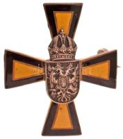 Osztrák-Magyar Monarchia ~1914. Patrióta hadsegélyező kereszt zománcozott bronz jelvény (26x22mm) T:XF Austro-Hungarian Monarchy ~1914. Patriotic war aid cross enamelled bronze badge (26x22mm) C:XF