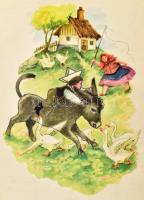 Kis gyermekek nagy mesekönyve. Róna Emy tizenhat színes illusztrációjával. Vál.: T. Aszódi Éva. Bp.,...