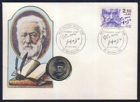 Franciaország 1985. 10Fr "Victor Hugo" érmés, bélyeges borítékon, alkalmi bélyegzőkkel T:1