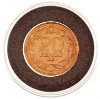 DN "Magyar aranypénzek utánveretben - 20 Pengő" aranyozott Ag emlékérem kapszulában, tanús...