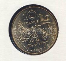 Franciaország 1985. 10Fr "Victor Hugo" érmés, bélyeges borítékon, alkalmi bélyegzőkkel T:1
